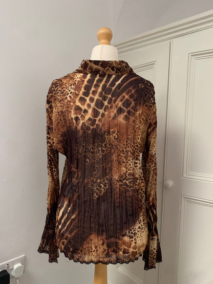 vintage animal print notations shirt