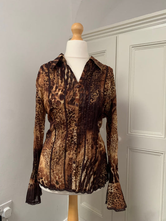 vintage animal print notations shirt