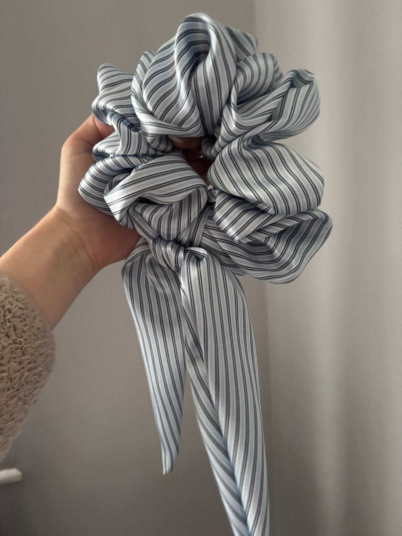 Satin Scrunchie Blue Stripes