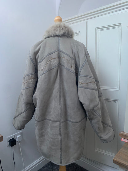 vintage italian shearling coat with embroidery