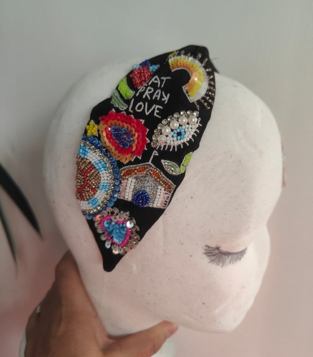 Eat pray love beaded bag and matching headband 