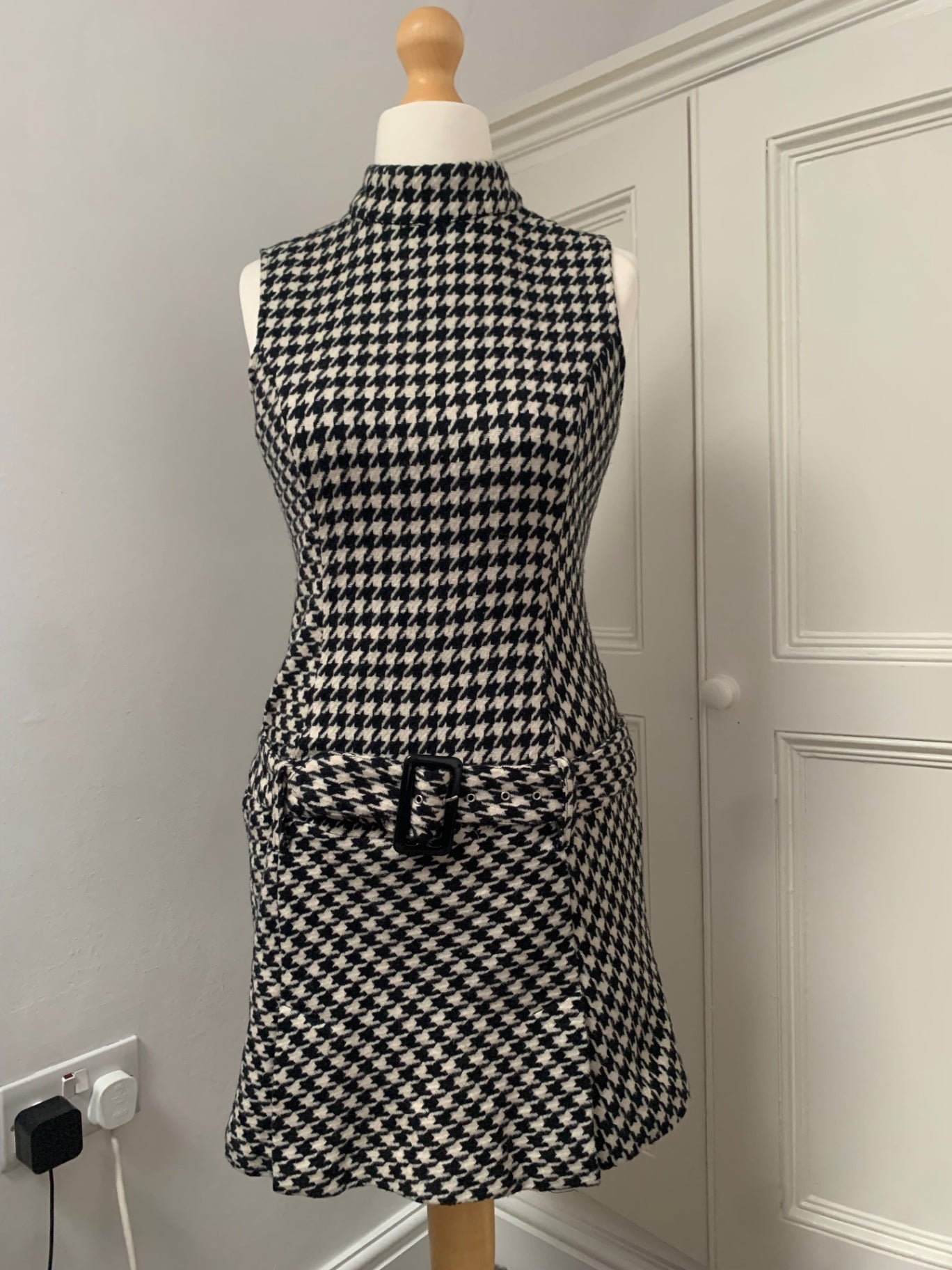 vintage houndstooth dress & belt 
