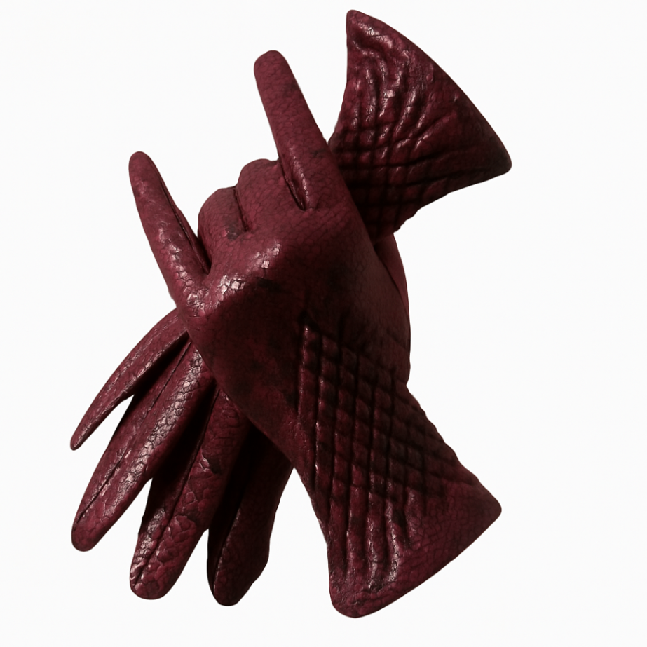 CLARET RED SNAKESKIN GLOVES THERMAL TOUCHSCREEN
