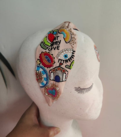 Eat pray love beaded bag and matching headband set 