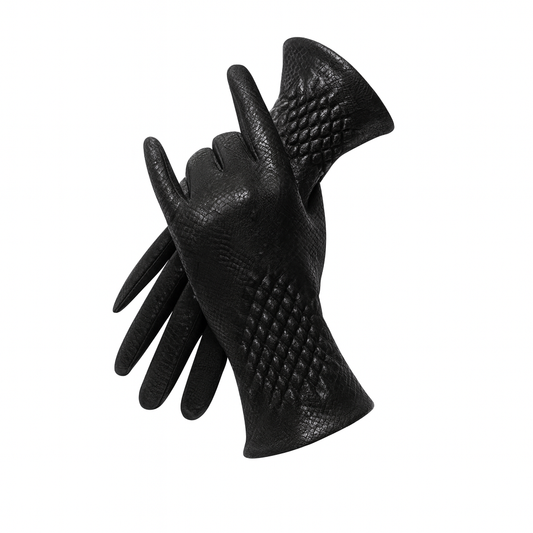 BLACK SNAKESKIN GLOVES THERMAL TOUCHSCREEN