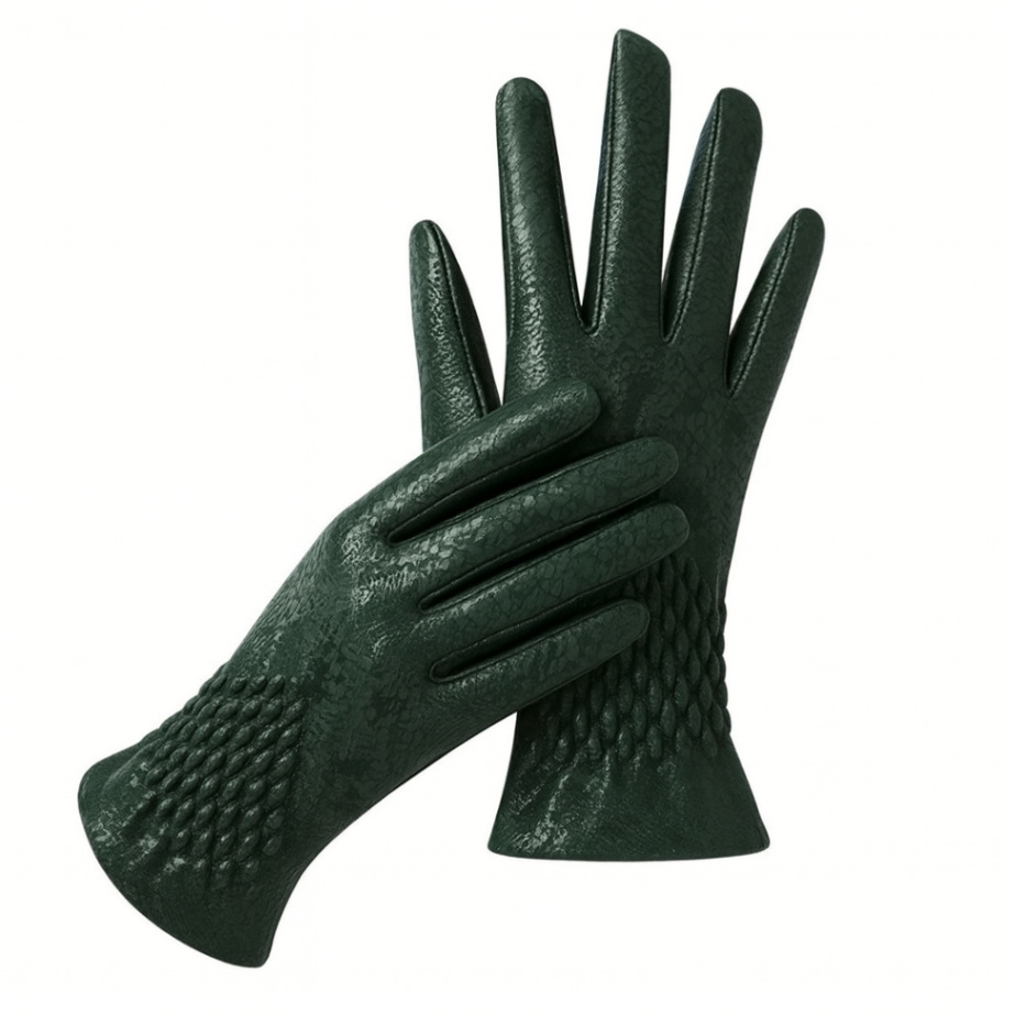 GREEN SNAKESKIN GLOVES THERMAL TOUCHSCREEN
