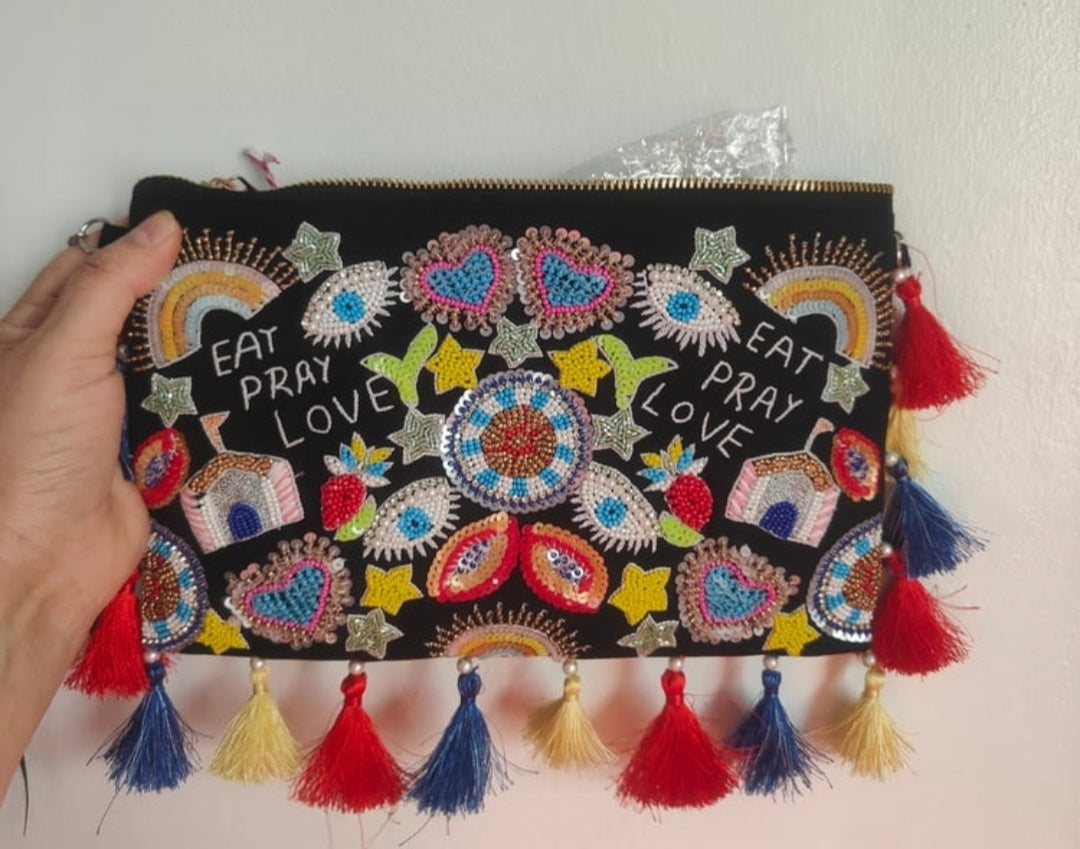Eat pray love beaded bag and matching headband 