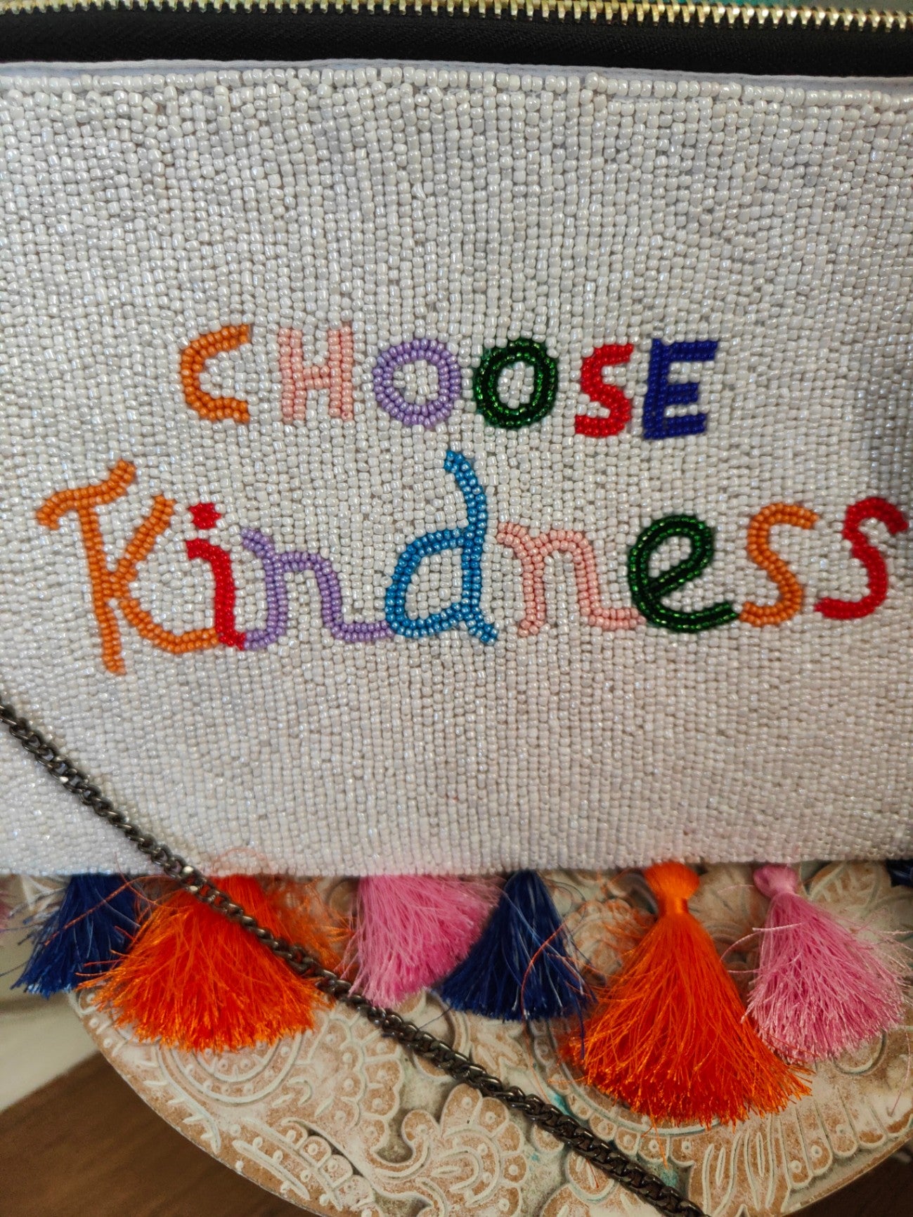 Choose kindness beaded bag and headband