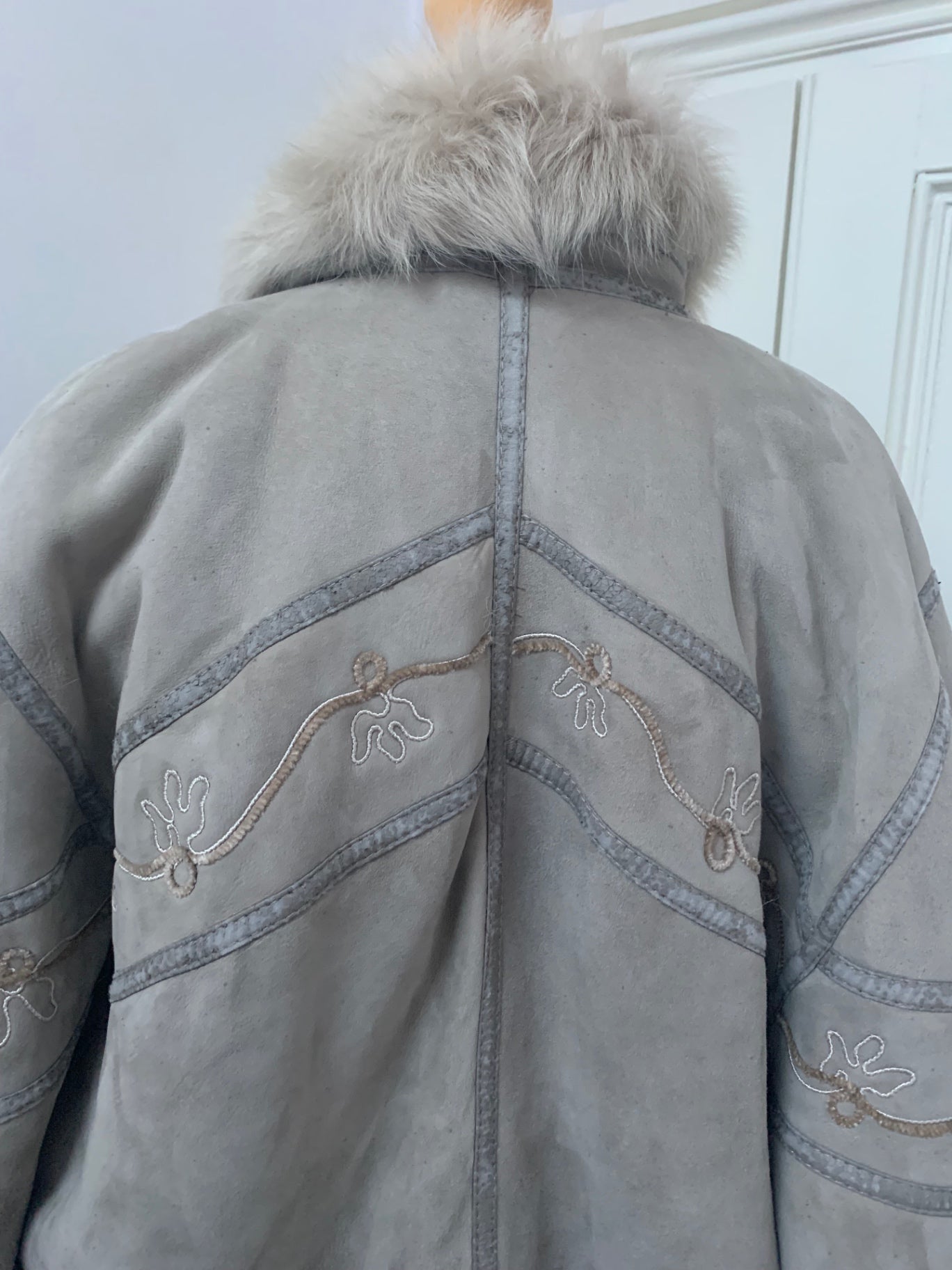 vintage italian shearling coat with embroidery