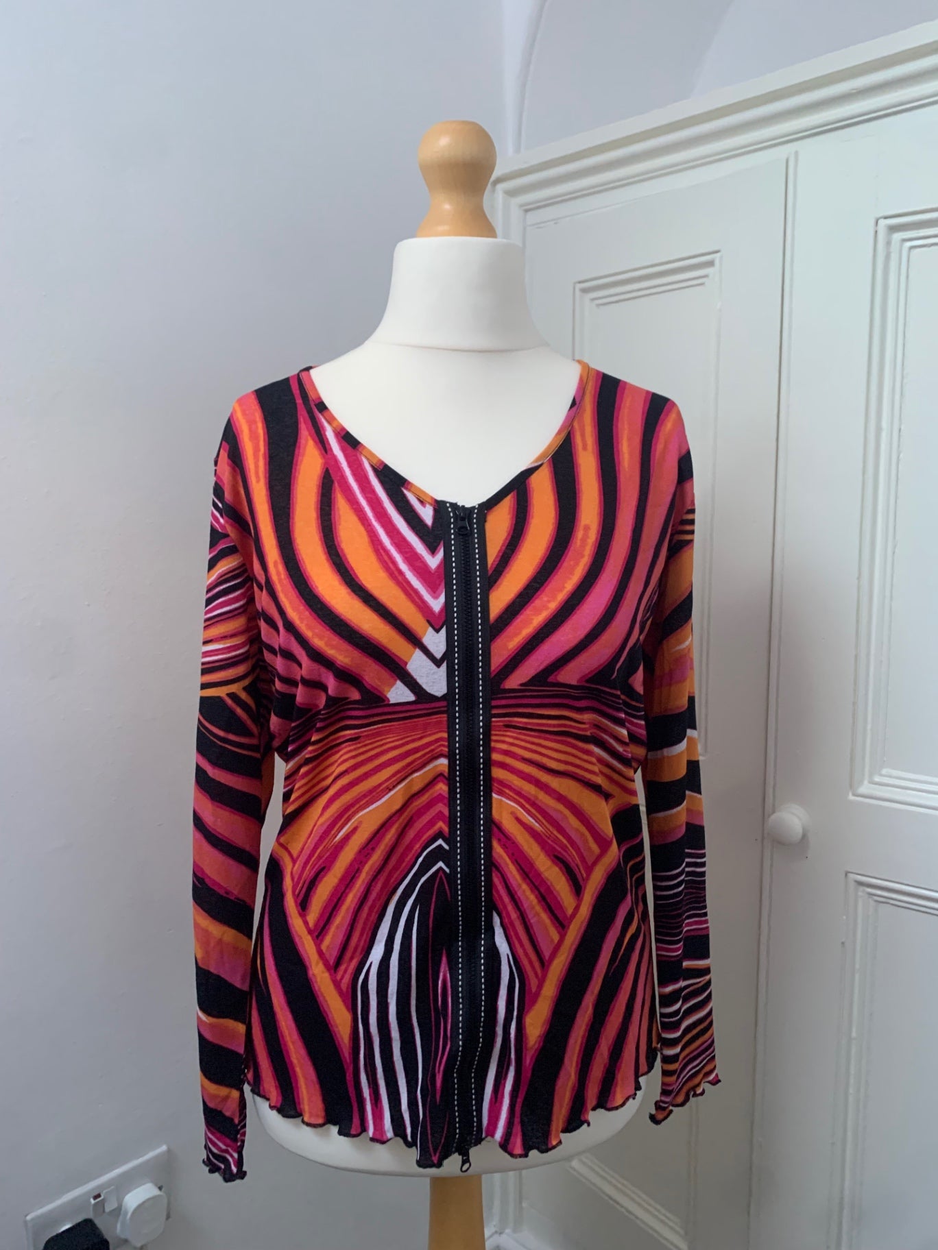 geometric double zip top 