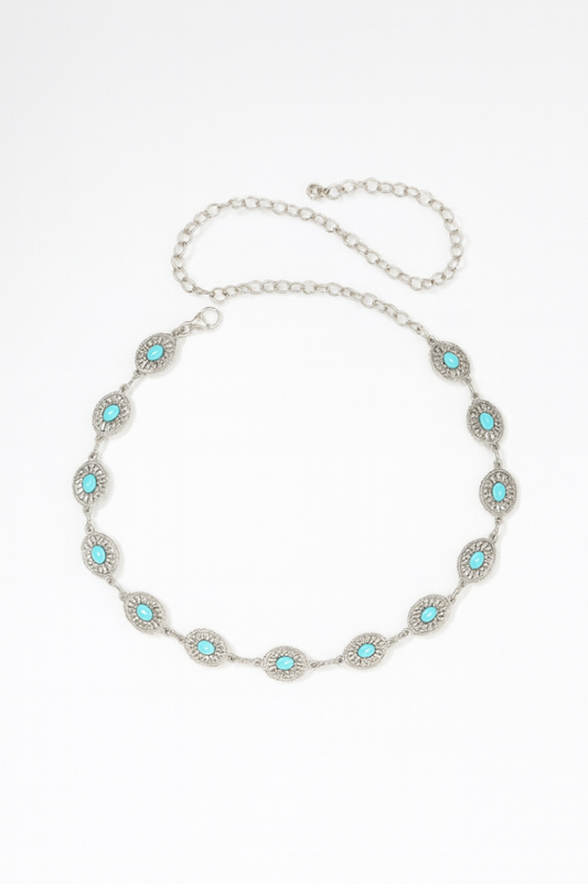 Silver Blue Chain Belt