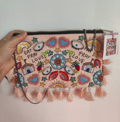 Eat pray love beaded bag and matching headband set 