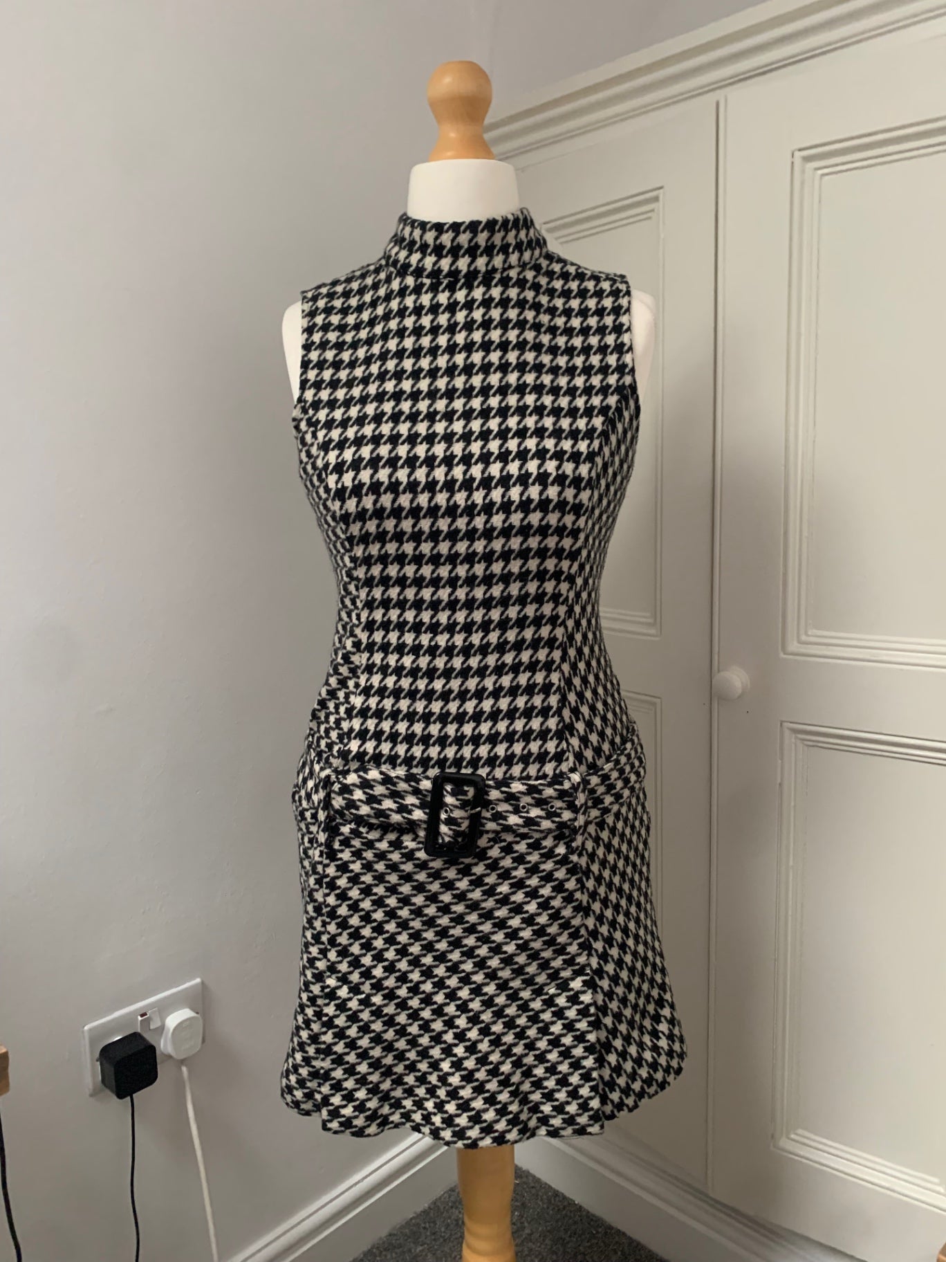 vintage houndstooth dress & belt 