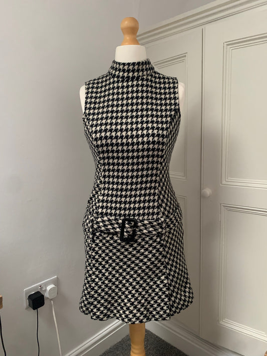 vintage houndstooth dress & belt 