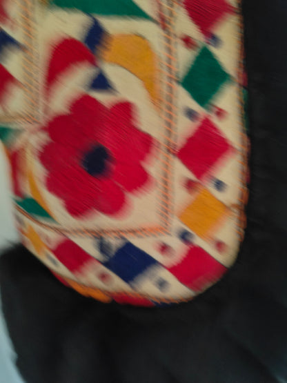 Boho Vintage tapestry Gilet -faux fur 