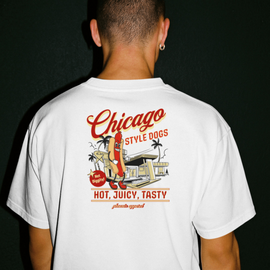 Chicago dog white with front/back logo - xl