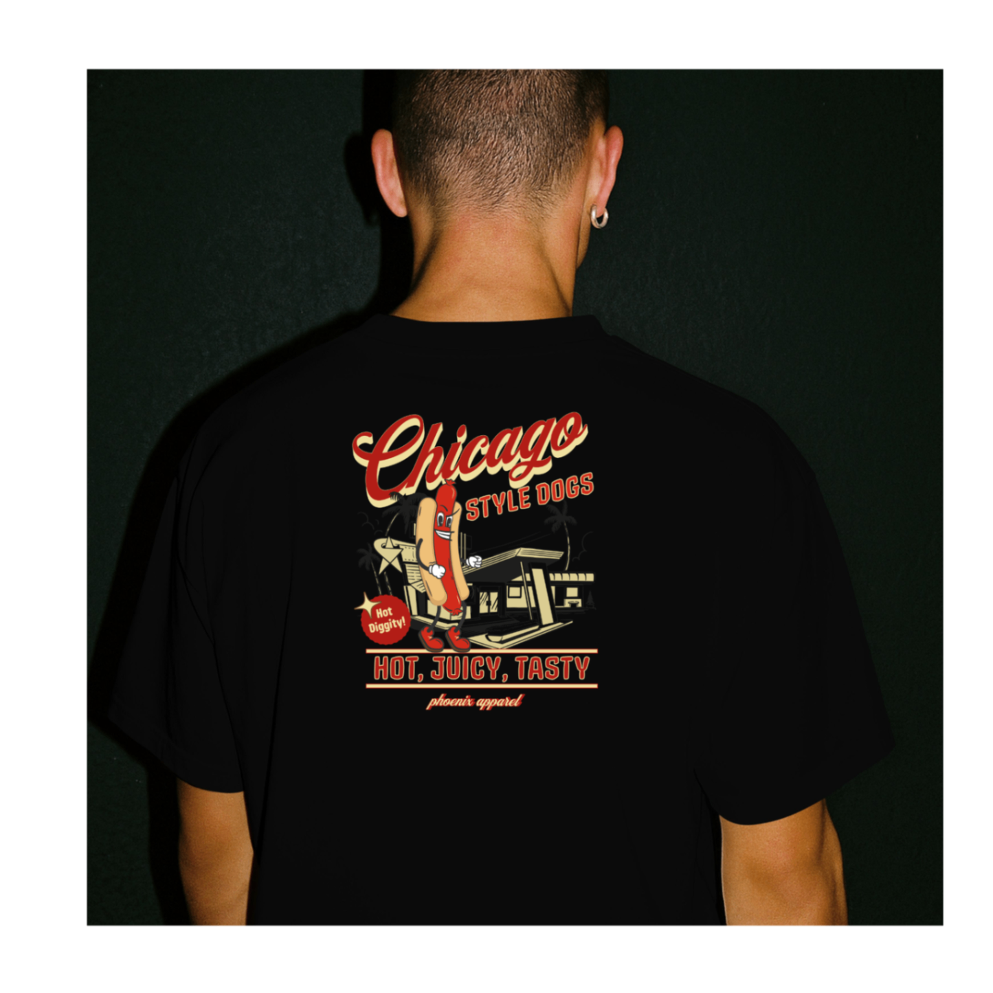 Chicago dog black tee back logo 