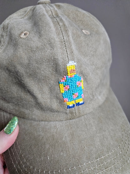 Homer Moo Moo Cross Stitched Cap