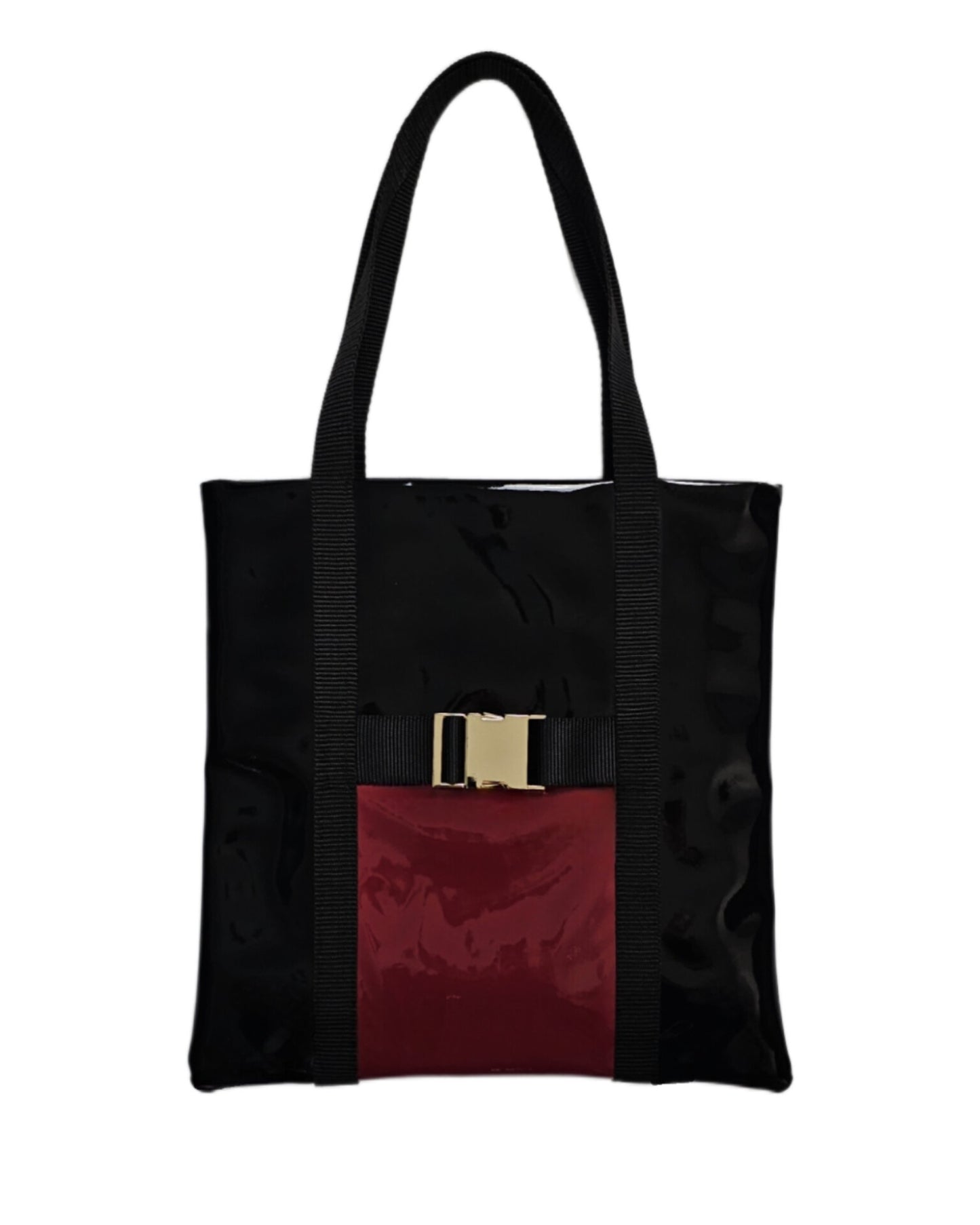CC BLACK BURGUNDY GLOSS TOTE 
