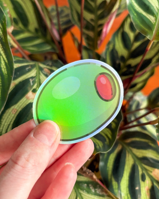 Olive Holographic Vinyl Sticker