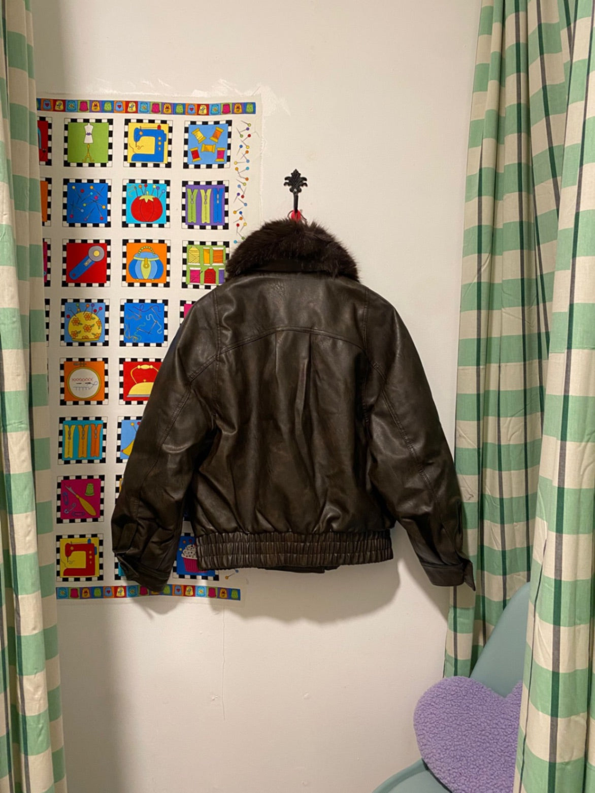 Faux Leather & Fur Aviator Jacket