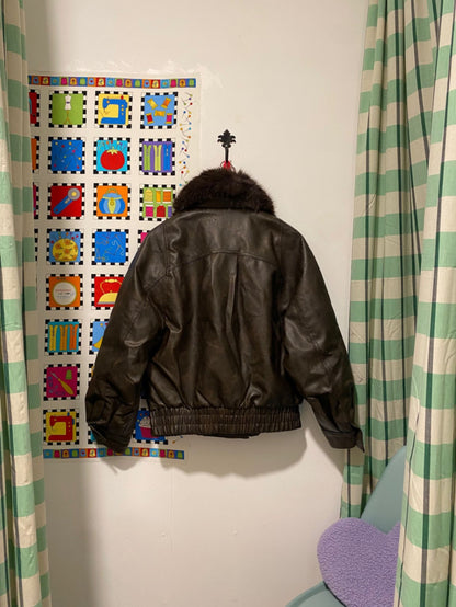 Faux Leather & Fur Aviator Jacket