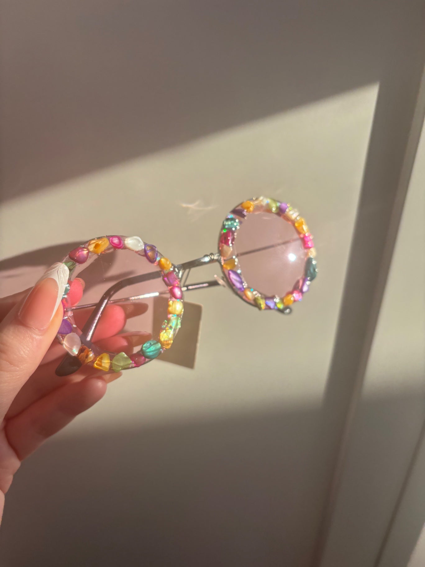 Pink Rainbow Crystal Sunglasses✨
