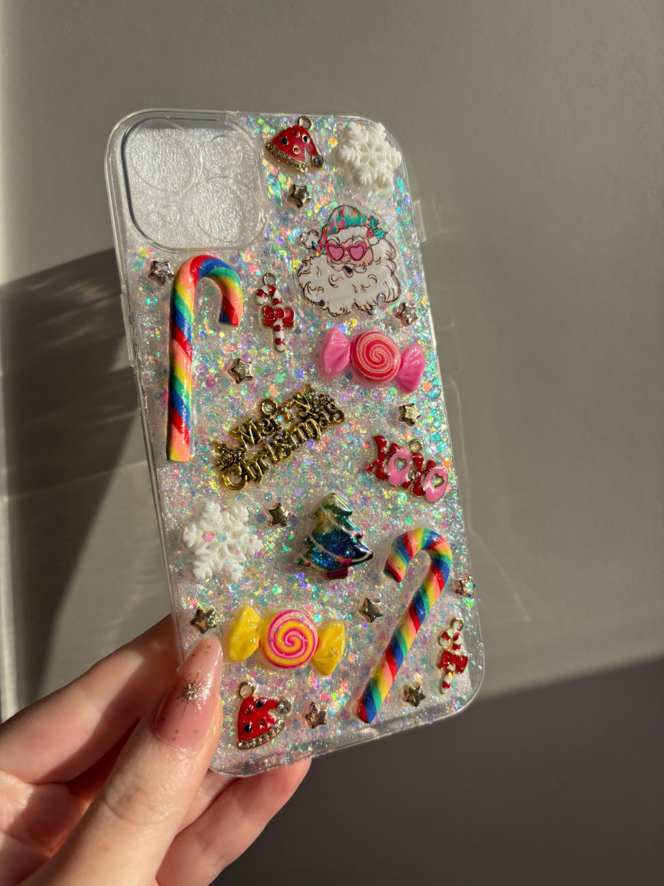 Christmas Rainbow Funky Phone Case - IPhone 14 Plus and 15 plus🌈🤶🏼