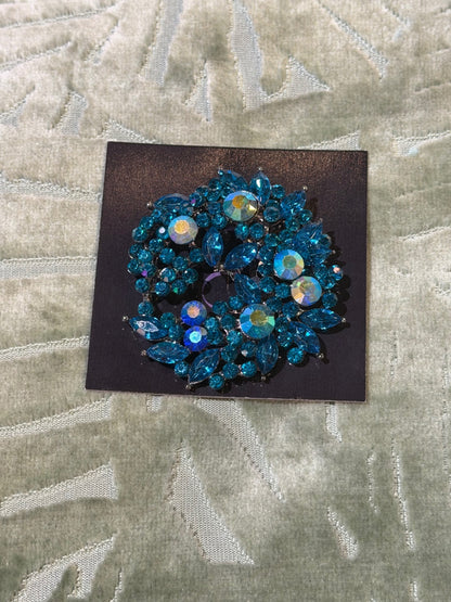 Blue Moon Crystal Brooch