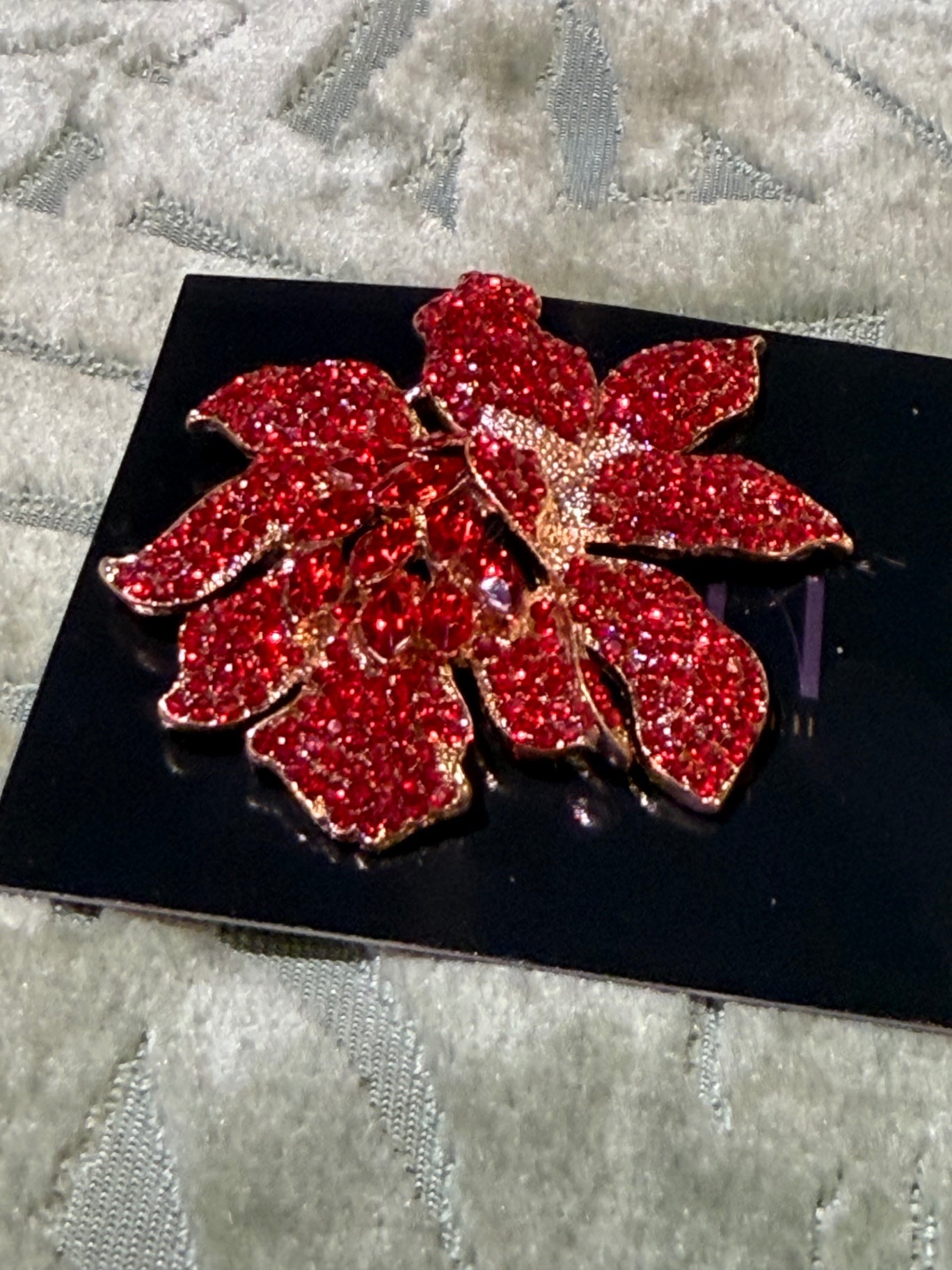 Red Orchid Crystal Brooch