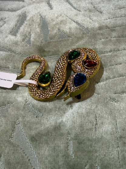 Gold Snake multi jewel brooch