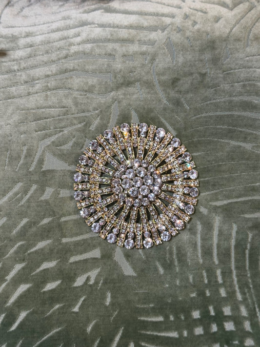 Moonburst Crystal Gold Brooch