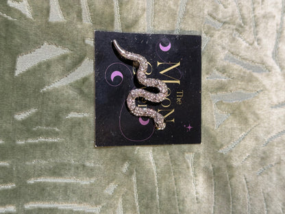 Silver Crystal Snake Brooch