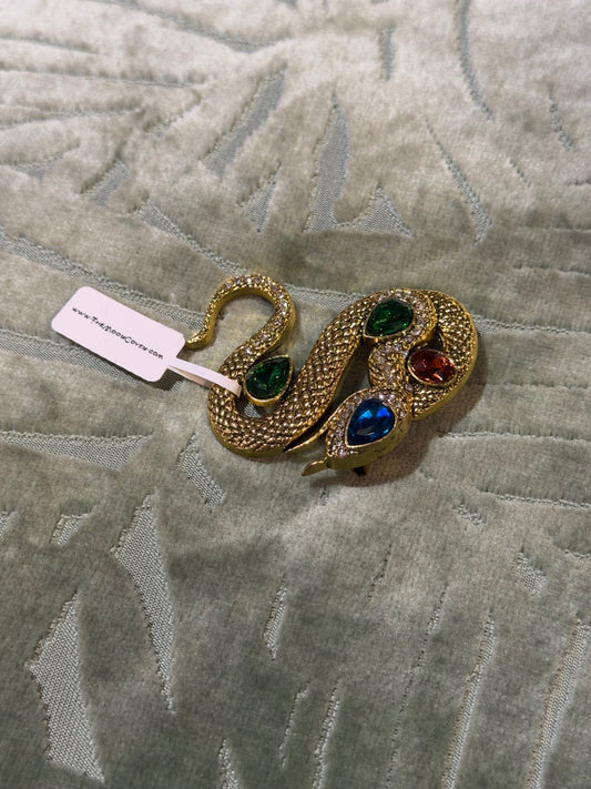 Gold Snake multi jewel brooch