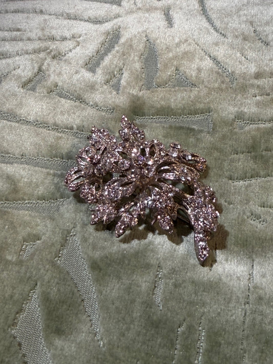 Silver Crystal Flower Bouquet Brooch