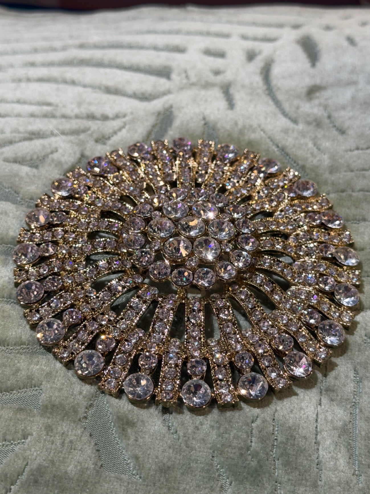 Moonburst Crystal Gold Brooch