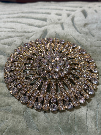 Moonburst Crystal Gold Brooch