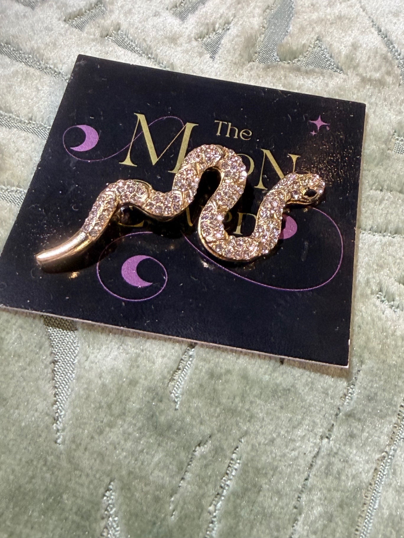 Gold Crystal Snake Brooch
