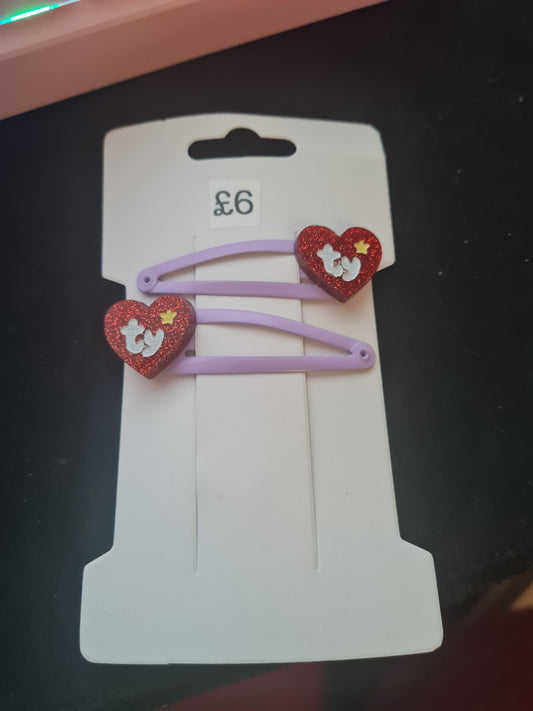 Ty hair clips purple