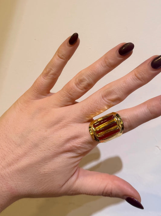 Red Agate Pillar Ring 