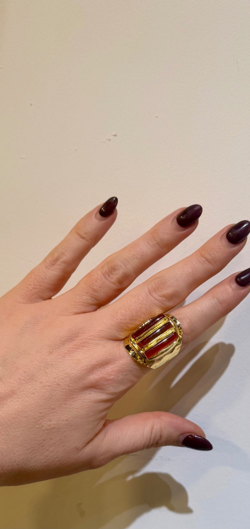 Red Agate Pillar Ring 