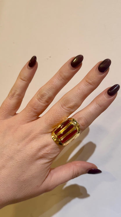 Red Agate Pillar Ring 