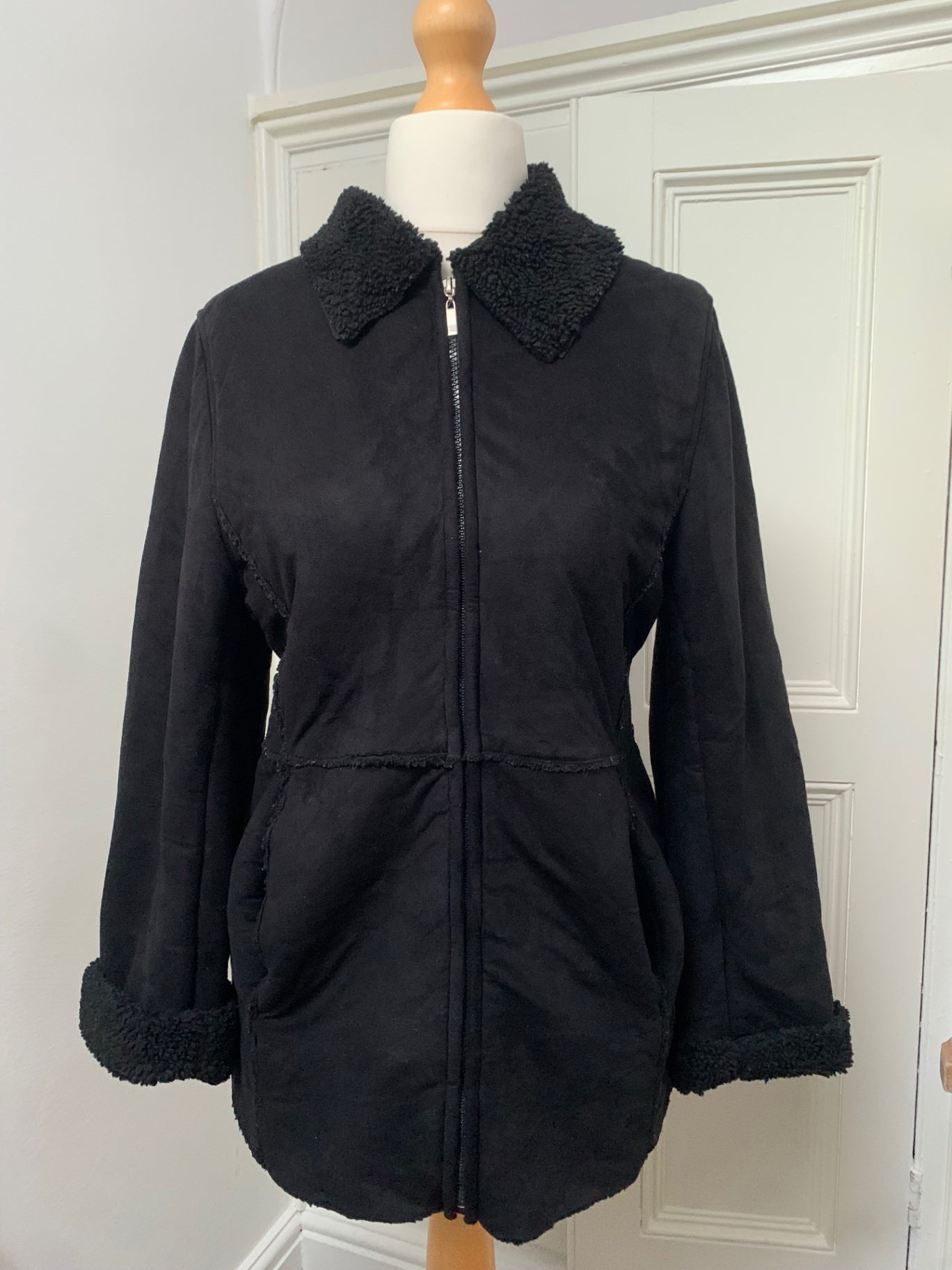 black faux fur jacket 