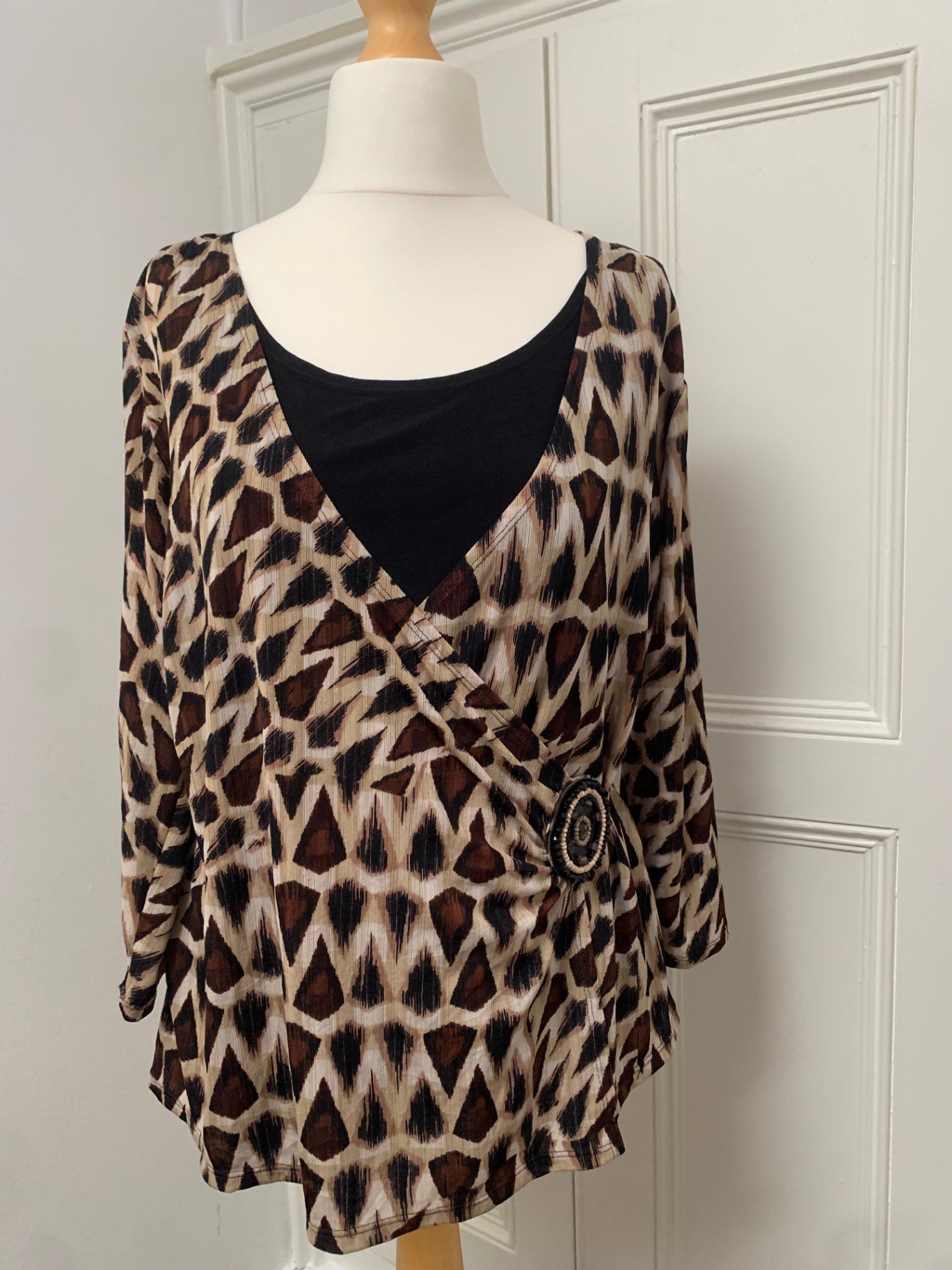 notations animal print wrap top