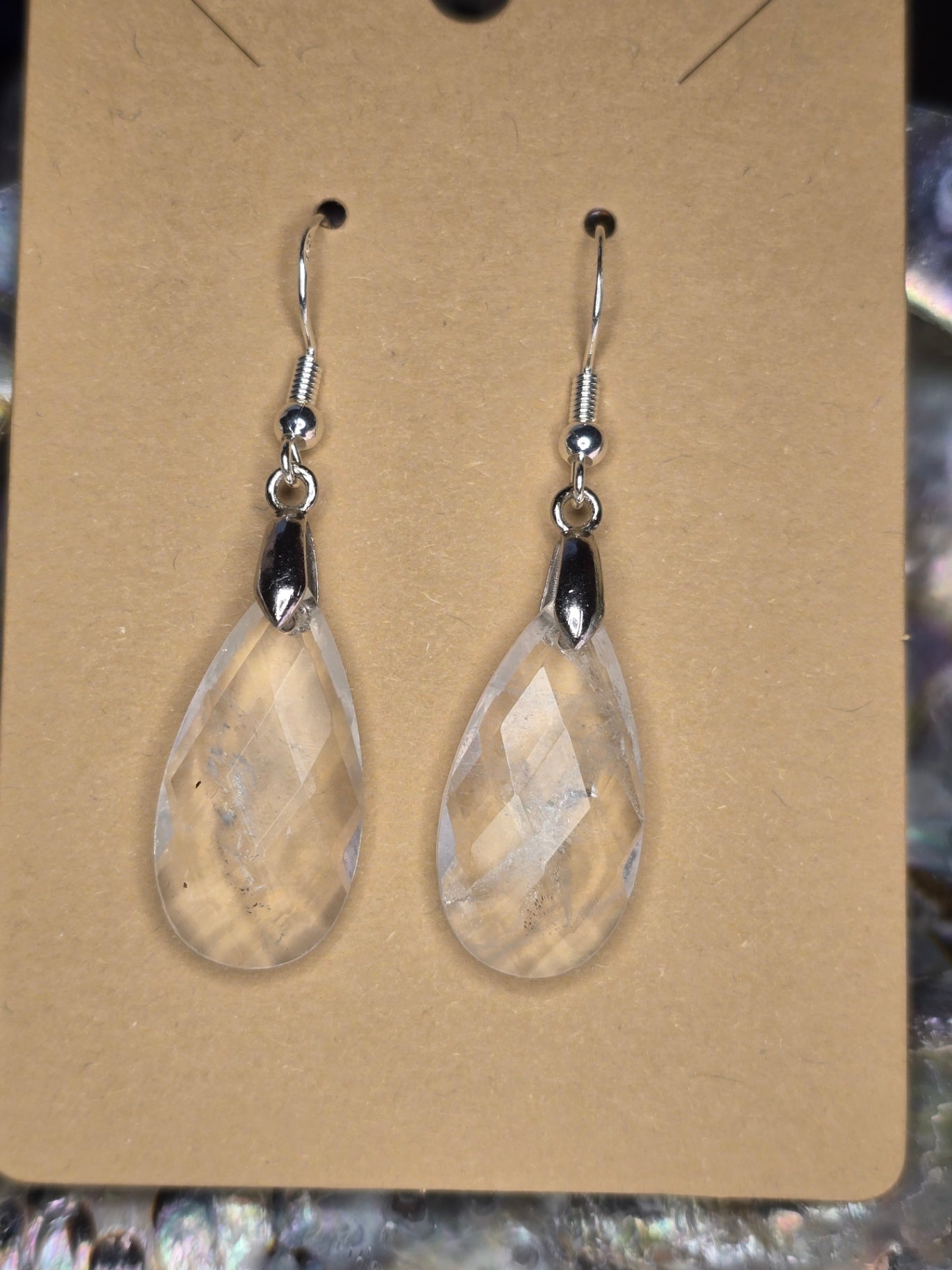Clear quartz drop earrings 