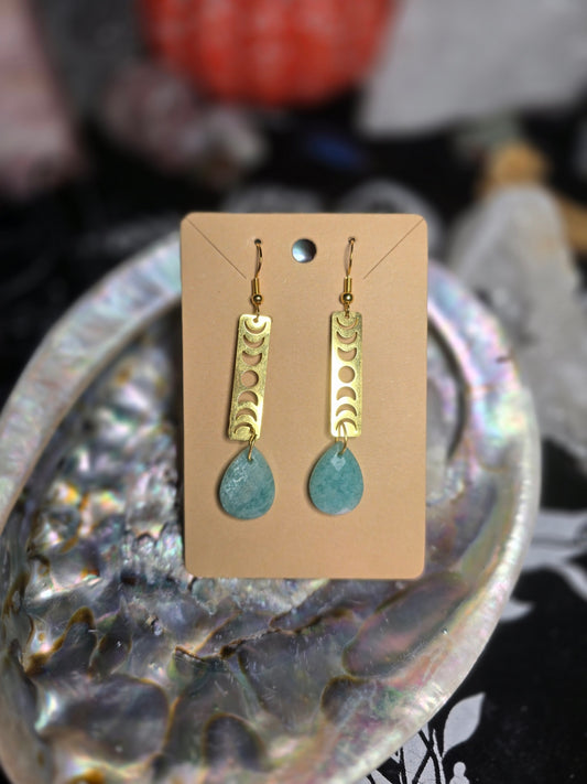 Amazonite moon phase earrings