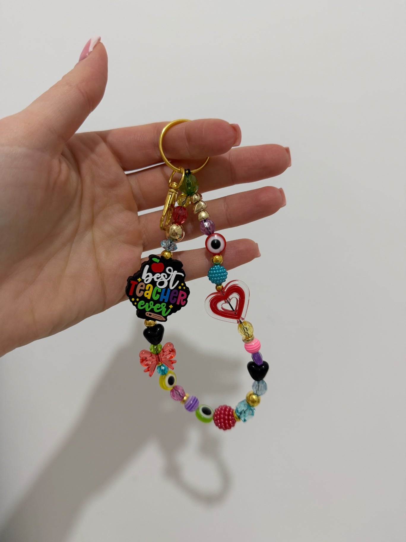 ‘Best teacher’ keyring - gold