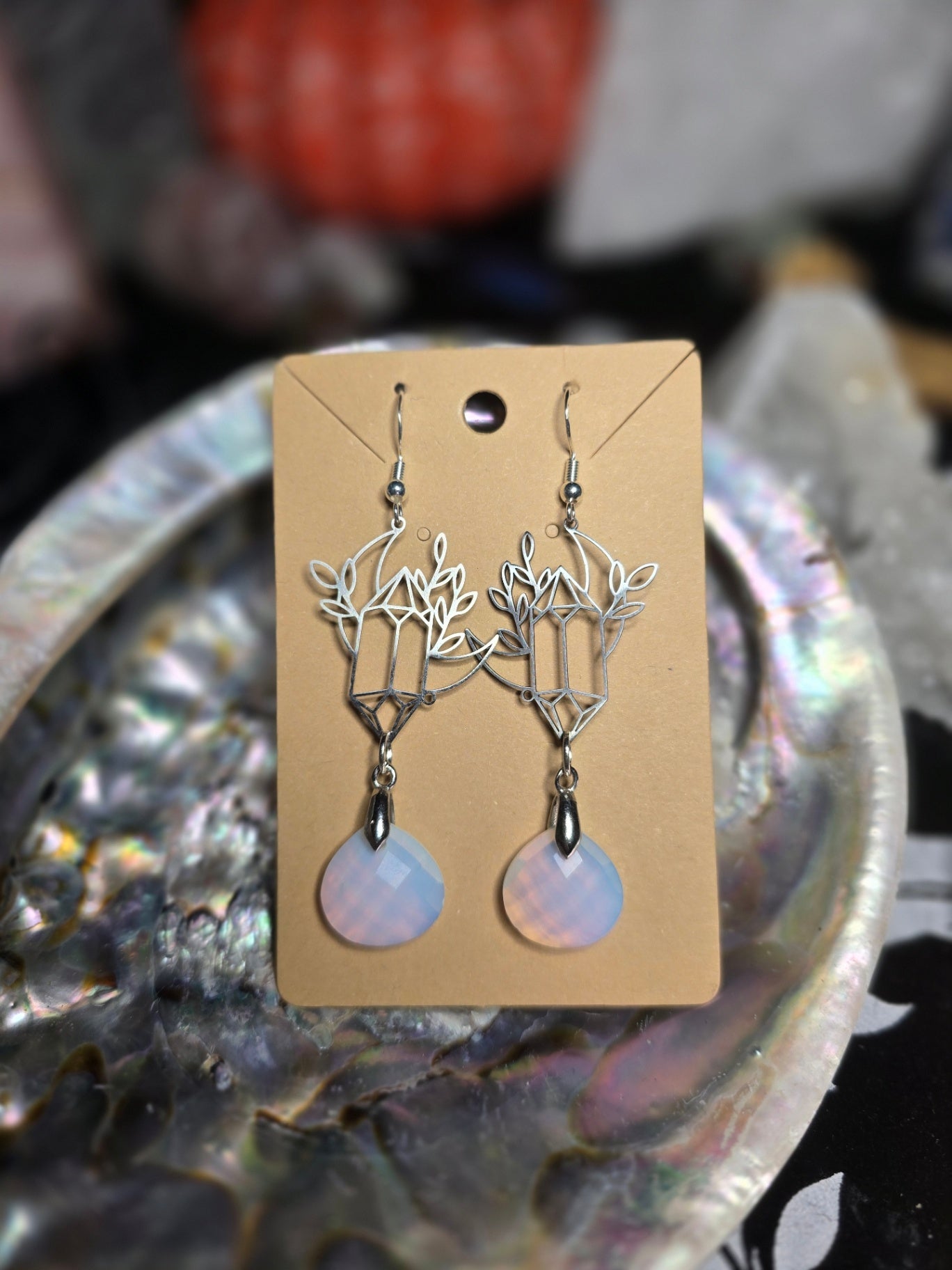Opalite crystal moon earrings