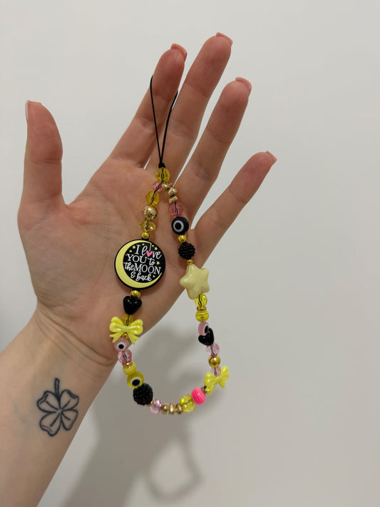 ‘To the moon and back’ phone charm - gold