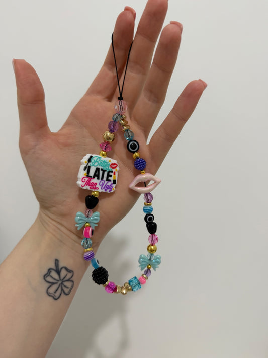 ‘Better late than ugly’ phone charm - gold